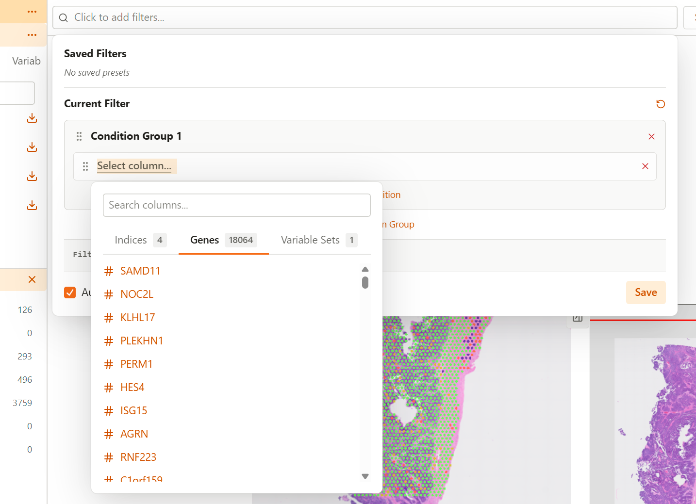 Column condition example