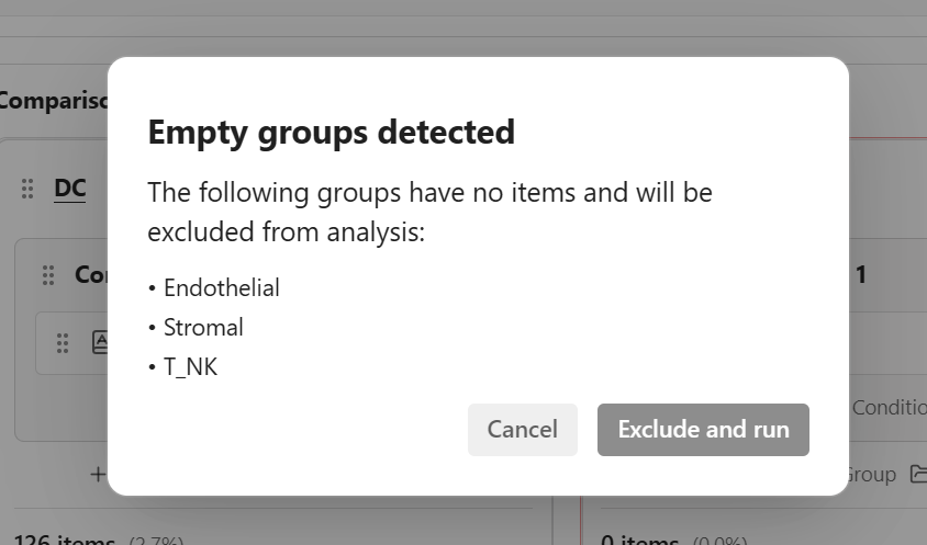 DEG Empty Groups Confirmation