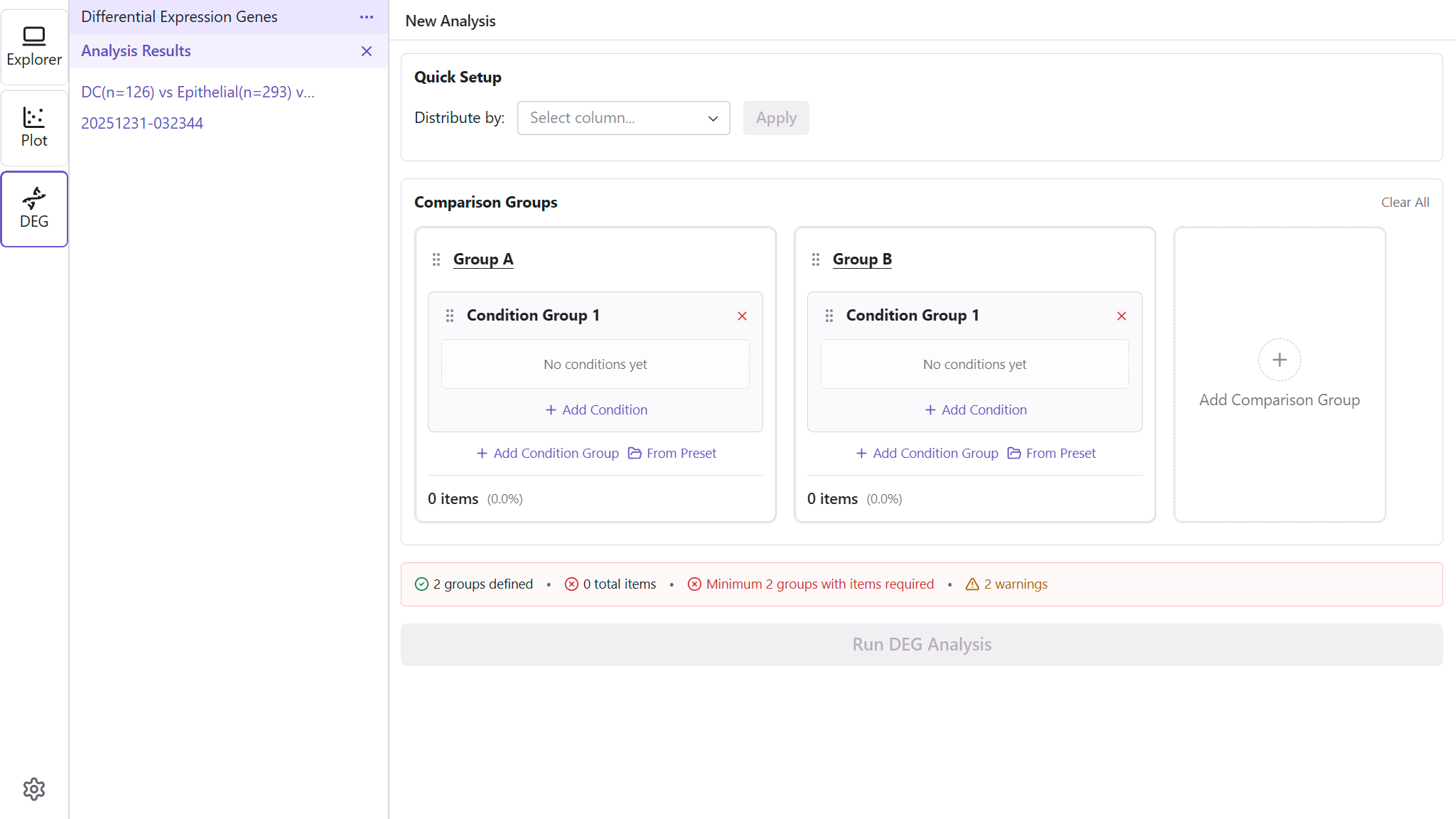 DEG extension initial view