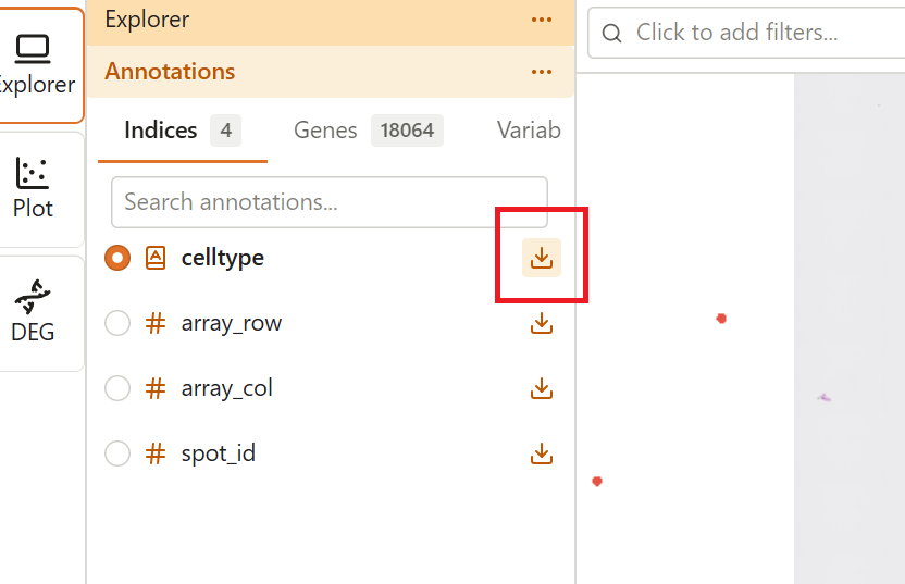 CSV Export button location