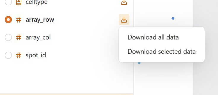 CSV Export dropdown menu