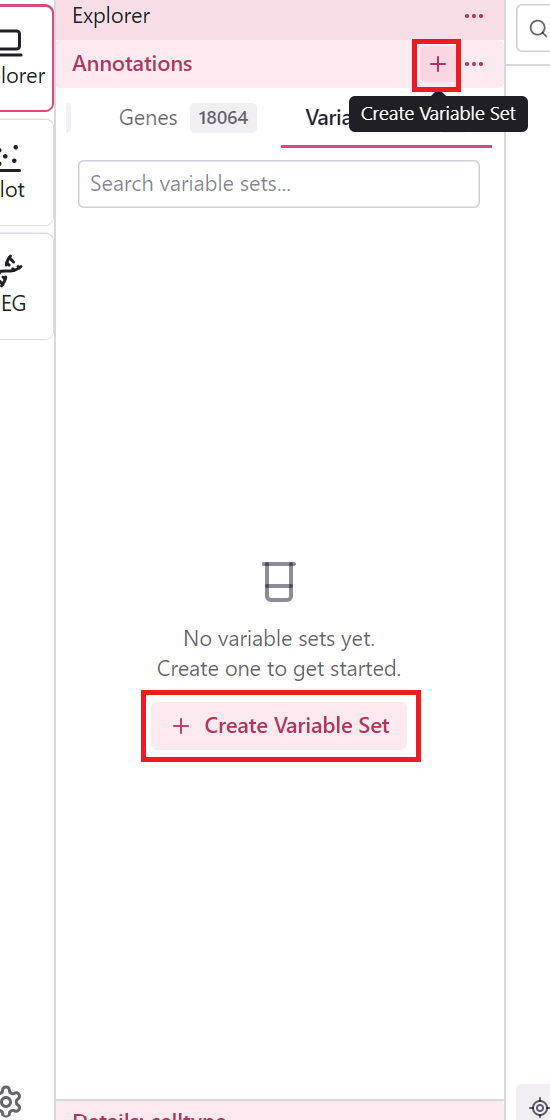 Create Variable Set button