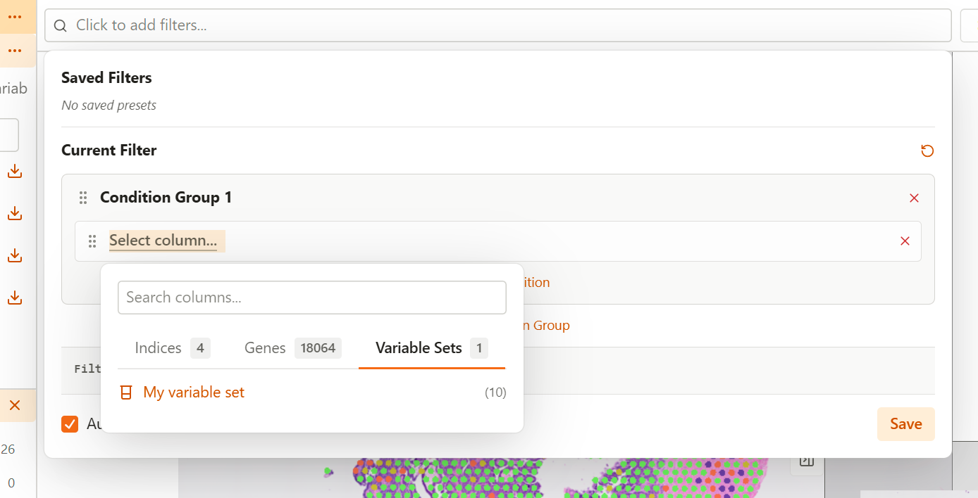 Variable Set filter condition