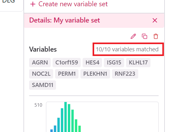 Variable matching results