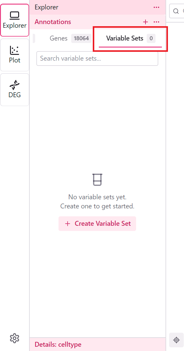 Variable Sets tab location
